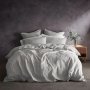 Linen-inspired Crinkle Duvet Cover Set - Grey