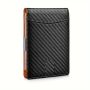 Mens Minimalist Wallet Rfid Blocking /money Clip/credit Card Holder-orange