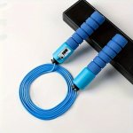 Pvc Rubber Adjustable Counting Jump Rope With Foam Handles - Suitable For Fitness And Training - No Power Required - Ages 14 And