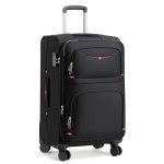 Roplus Softside Expandable Luggage With 4 Spinner Wheels Durable Checked-luggage Suitcase Black 25-INCH