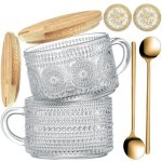 2 Pack Vintage Glass Coffee Mugs Overnight Oats Container Gift Set Glass Juicer Kitchen Tool Set