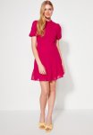 Balloon Sleeve A-line Dress - Fuchsia