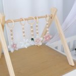 Baby Gym Themed Dangles White Daisy Floral With Pink