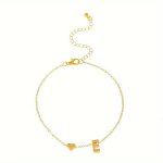 Elegant Heart-shaped Charm Bracelet With Initial Letter A-z Adjustable Women's Alphabet Letter Link Jewelry Minimalist Non-plate