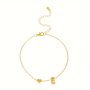 Elegant Heart-Shaped Charm Bracelet With Initial Letter A-Z Adjustable Women's Alphabet Letter Link Jewelry Minimalist Non-Plated Alloy For Daily Wear