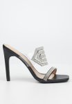 VELVET1 Stiletto Mule Heel - Black