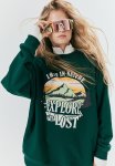 Oversized Motif-detail Sweatshirt - Dark Green & Mountain