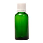 30ML Green Glass Bottle With Slow Flow Dropper Cap - White