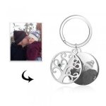 CAS102658 - Personalized Photo & Birthstone Keyring Stainless Steel