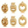 3 Pairs Golden Earrings Set With Multi-layer Golden Circle Design Simple Luxury Style Zinc Alloy Jewelry Trendy Female Gift