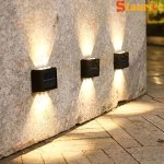 Staaricc 6 4 2PCS Solar Wall Light Outdoor 6 LED Deck Lights Wall Light For Courtyard Street Fence Garage Garden Perfect Decorat