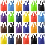 Eccliy 24 Pieces Reusable Grocery Bags Polyester Shopping Bags For Groceries Multi Colors Reusable Foldable Shopping Tote Solid