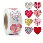 500PCS ROLL Glitter Valentines Love Heart Stickers 2.54 Cm Heart Shaped Stickers Love Labels For Valentines Day Mothers' Day Wed