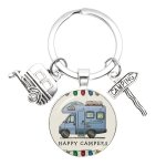 Time Gem Keychain Good Friends Happy Camping Pendant Fashion Metal Pendant