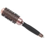 Olivia Garden Nanothermic Ceramic & Ion Breast Cancer Awareness Rose Gold & Black Brush 34MM