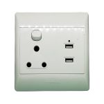 Single Wall Socket With 2 USB Charging Ports