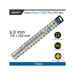 Alpen Force X 6.0 X 310 250 Sds Plus Rebar Drill Bit X4 Cutting Edges ALP845006