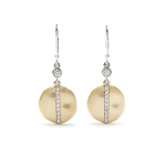 Drop Earrings With Pave Crystals - Solid 9KT White Gold