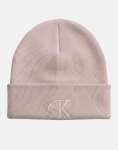 Calvin Klein Fine Rib Beige Beanie - One Size Fits All White