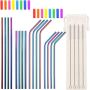 Metal Straws Reusable Stainless Steel Straws With Silicone Tips Rainbow