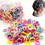 100PCS Colorful Elastic Hair Ties For Girls - Jersey Material Cute & Elegant Style Solid Color Rubber Bands Ponytail Holders Scr