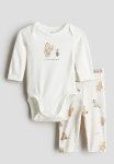 2-PIECE Printed Cotton Jersey Set - White Winnie The Pooh