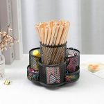 360 Rotating Wire Mesh Desk Organiser For Pens & Stationery