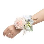 Ling's Moment 6PCS Wedding Wrist Corsage Artificial Flowers Girl mother Homecoming Prom Corsages Wristlet D Cor Etc. Peach Pink