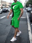 2PCS Trendy Outfits For Men Casual Crew Neck Short Sleeve T-Shirt And Drawstring Shorts Set For Summer Men's Clothing Vacation W