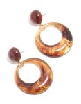 Brown Acrylic Round Open Circle Drop Earrings