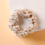 1PC Baroque Faux Pearl Hair Tie - Elegant Ponytail Holder And Scrunchie With Elastic Beaded Design