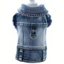 Denim Dog Vest Harness For Small Breeds Jean Jacket Style With Traction Buckle Spring/autumn Pet Clothing For Bichon Teddy Pomeranian