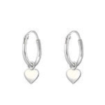 C954-C35539 - 925 Sterling Silver Hoops With Dangle Hearts 12MM