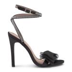 Black Satin Bow Stiletto Sandal