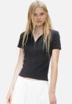 Ribbed Polo Shirt - Navy Blue