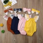 Shoulder Lace Trim Romper With Lace Trim Headband 18-24M-NAVY - The Purple Lovey