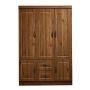 Large Sized Three Door Wardrobe With Wood Grain In Retro Style