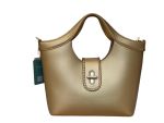 Elegant Whipstitch Accented Handbag- Gold