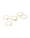 Goldair Gold Plated Blue Cubic Zirconia & Bubble Rings 5-PACK - M l