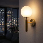 Rhea Orb Metal And Glass Wall Light - Brass