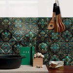 10PCS SET Classic Vinyl Backsplash Wall Art Sticker Scandinavian Style Tile Checkered Pattern Mural Self-adhesive Waterproof Pee