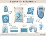 Cot Duvet Bedding Ellie Elephant Blue Elephant Party Watercolor Happy