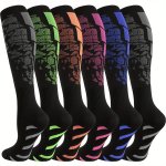 1/6 Pairs Of Men's Compression Knee High Sports Socks Breathable Sweat Absorbing Comfortable Socks For Basketball Football Runni