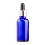 20ML Blue Glass Aromatherapy Bottle With Pipette - Black & Silver Collar 18 69