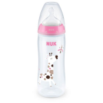 Nuk First Choice+ Temperature Control Bottle Silicone Teat- 0-6 Months - 300ML - Giraffe