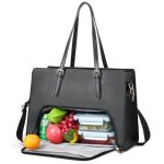 Bertasche Laptop Tote Bag With Insulated Lunch Compartment 15.6 Inch Pu Leather Work Bag Computer Briefcase For Women Waterproof