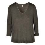 Lurex Trim Basic Knit Top - Dark Grey L xl