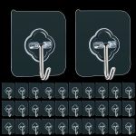 Adhesive Hooks 32 Pack 33LB Max Sticky Hooks Transparent Reusable Removable Adhesive Hooks For Hanging Wall Hooks For Hanging Ca