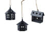 Assorted House Iron Christmas Decorations 3 Piece 8X6.5CM