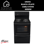 Univa Black 4 Plate Cable Stove - 600MM